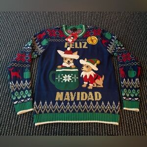 NWT Small Feliz Navidad Christmas Ugly Sweater Blizzard Bay Festive Chihuahua